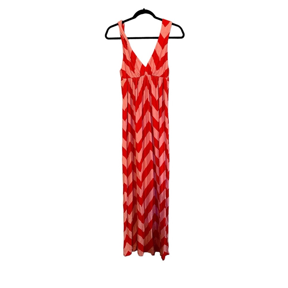 J Crew Women's Size Medium Sleeveless Maxi Dress V-neck Casual Chevron Print